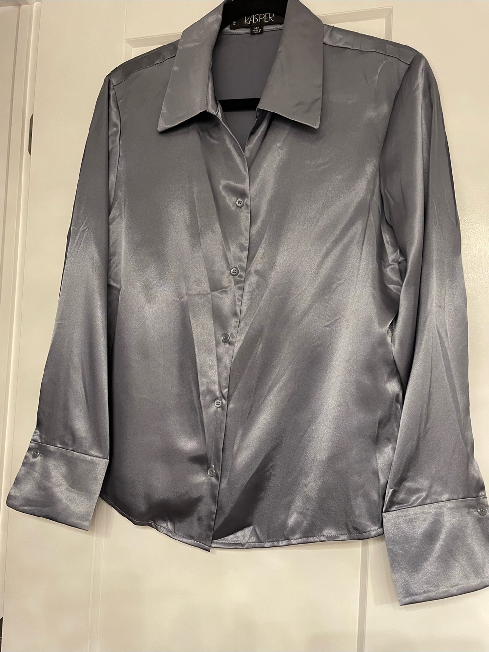 Kasper Light Grey Satin Blouse